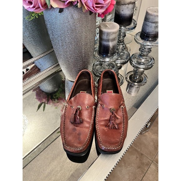 Men’s Cole Haan Genuine Leather Tassel‎ Loafer Shoes Size 8M Brown Oxford - Picture 1 of 13